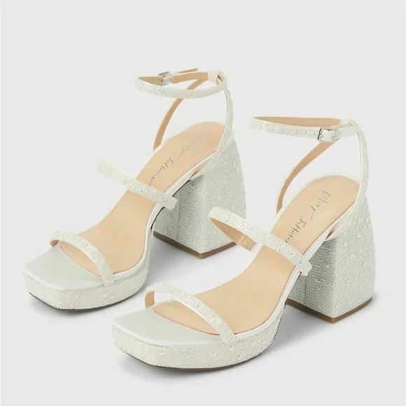 Betsey Johnson Shoes Sbdenni White Pearl Platform Ankle Strap High Heels Poshmark